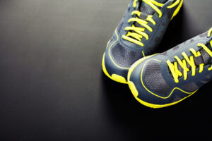 Sport shoes on grey background