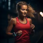 A female runner with a heart rate monitor